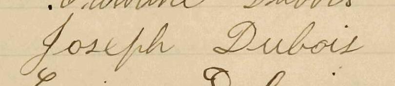 Signature de Joseph Dubois: 11 février 1901 Signature de Joseph Dubois: 11 février 1901
