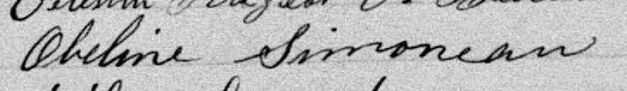 Signature de Obeline Simoneau: 14 octobre 1884 Signature de Obeline Simoneau: 14 octobre 1884