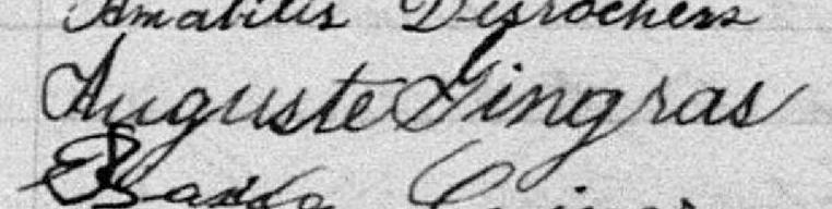 Signature de Auguste Gingras: 14 août 1897 Signature de Auguste Gingras: 14 août 1897