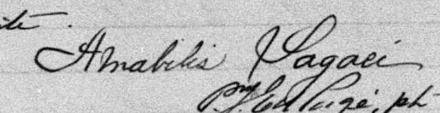 Signature de Amabilis Lagacé: 17 septembre 1899 Signature de Amabilis Lagacé: 17 septembre 1899