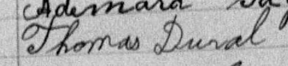 Signature de Thomas Duval: premier avril 1886 Signature de Thomas Duval: premier avril 1886