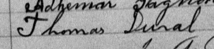 Signature de Thomas Duval: 16 septembre 1886 Signature de Thomas Duval: 16 septembre 1886