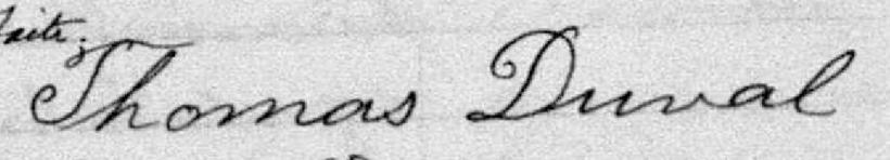 Signature de Thomas Duval: 26 décembre 1887 Signature de Thomas Duval: 26 décembre 1887