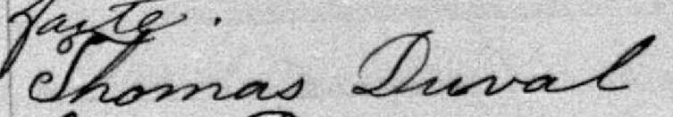 Signature de Thomas Duval: 16 avril 1888 Signature de Thomas Duval: 16 avril 1888