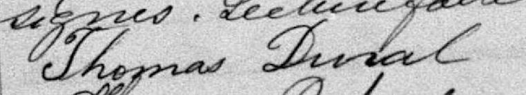 Signature de Thomas Duval: 25 avril 1888 Signature de Thomas Duval: 25 avril 1888