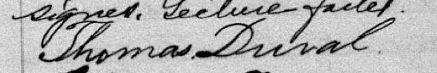 Signature de Thomas Duval: 29 mai 1888 Signature de Thomas Duval: 29 mai 1888