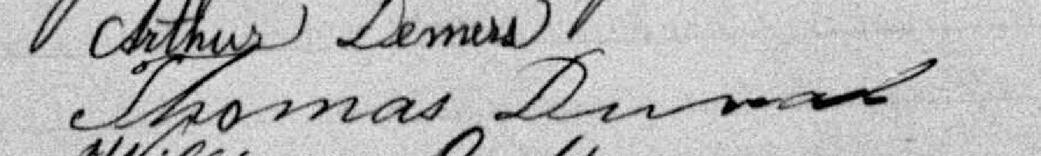 Signature de Thomas Duval: 12 juillet 1888 Signature de Thomas Duval: 12 juillet 1888