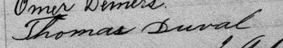 Signature de Thomas Duval: 25 février 1889 Signature de Thomas Duval: 25 février 1889