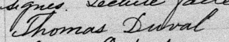 Signature de Thomas Duval: 22 avril 1889 Signature de Thomas Duval: 22 avril 1889