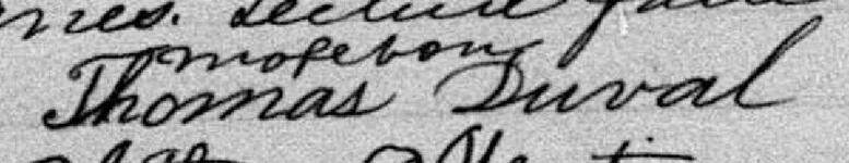 Signature de Thomas Duval: 23 mai 1889 Signature de Thomas Duval: 23 mai 1889