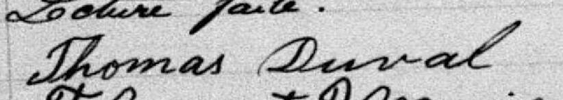 Signature de Thomas Duval: 8 août 1889 Signature de Thomas Duval: 8 août 1889