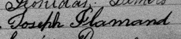 Signature de Joseph Flamand: 3 mai 1886 Signature de Joseph Flamand: 3 mai 1886