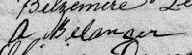 Signature de A. Belanger: 13 février 1887 Signature de A. Belanger: 13 février 1887
