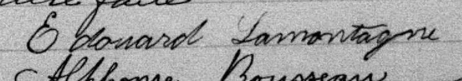 Signature de Edouard Lamontagne: 9 décembre 1890 Signature de Edouard Lamontagne: 9 décembre 1890