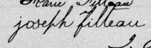 Signature de Joseph Filteau: 12 décembre 1891 Signature de Joseph Filteau: 12 décembre 1891