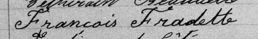 Signature de François Fradette: 5 septembre 1892 Signature de François Fradette: 5 septembre 1892