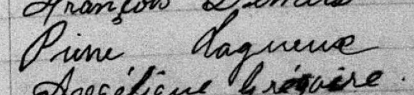 Signature de Pierre Lagueux: 18 janvier 1892 Signature de Pierre Lagueux: 18 janvier 1892