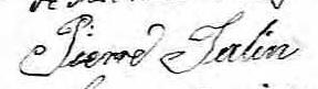 Signature de Pierre Jalin: 21 juin 1821 Signature de Pierre Jalin: 21 juin 1821