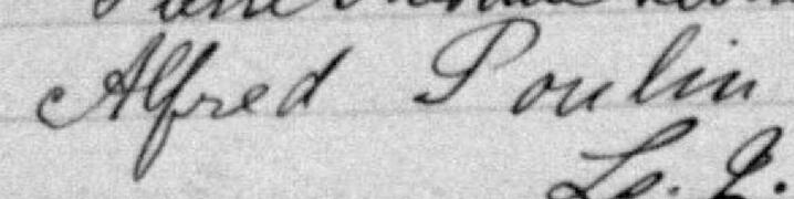 Signature de Alfred Poulin: 21 mars 1895 Signature de Alfred Poulin: 21 mars 1895