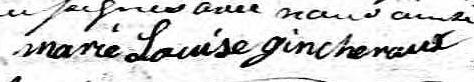 Signature de Marie Louise Gincheraux: 17 décembre 1829 Signature de Marie Louise Gincheraux: 17 décembre 1829