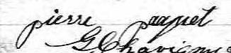 Signature de Pierre Paquet: 26 février 1870 Signature de Pierre Paquet: 26 février 1870