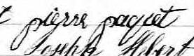 Signature de Pierre Paquet: 30 janvier 1872 Signature de Pierre Paquet: 30 janvier 1872