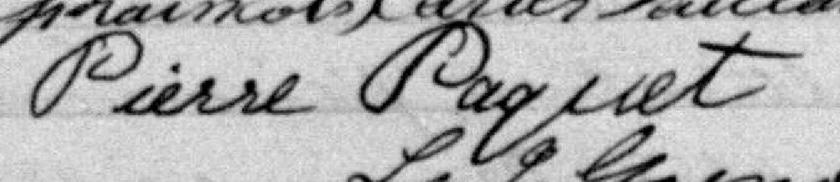 Signature de Pierre Paquet: 25 février 1878 Signature de Pierre Paquet: 25 février 1878
