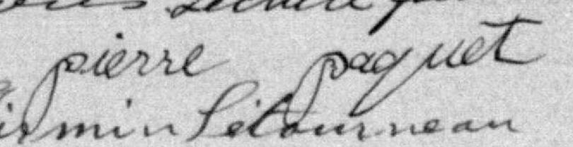 Signature de Pierre Paquet: 28 avril 1883 Signature de Pierre Paquet: 28 avril 1883