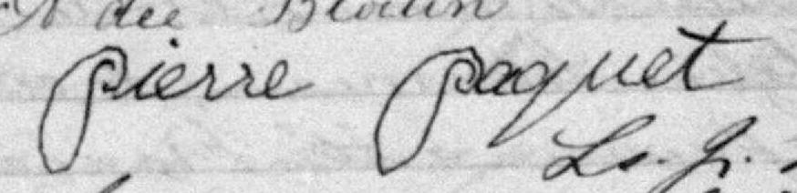 Signature de Pierre Paquet: 21 avril 1885 Signature de Pierre Paquet: 21 avril 1885