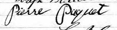 Signature de Pierre Paquet: 28 avril 1886 Signature de Pierre Paquet: 28 avril 1886
