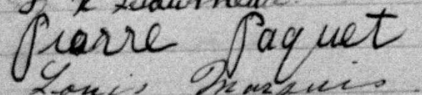 Signature de Pierre Paquet: 13 juillet 1895 Signature de Pierre Paquet: 13 juillet 1895