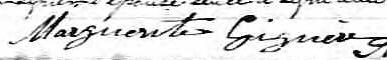 Signature de Marguerite Giguère: 13 avril 1847 Signature de Marguerite Giguère: 13 avril 1847