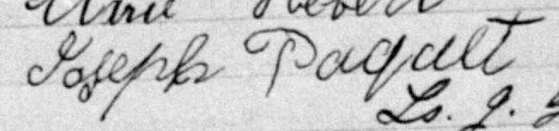 Signature de Joseph Paquet: 13 septembre 1881 Signature de Joseph Paquet: 13 septembre 1881