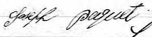 Signature de Joseph Paquet: 17 décembre 1886 Signature de Joseph Paquet: 17 décembre 1886