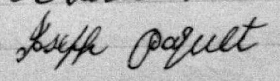 Signature de Joseph Paquet: 12 mars 1888 Signature de Joseph Paquet: 12 mars 1888