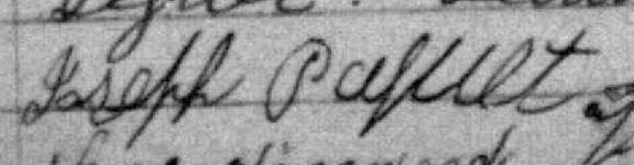 Signature de Joseph Paquet: 20 avril 1891 Signature de Joseph Paquet: 20 avril 1891