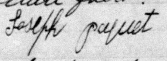Signature de Joseph Paquet: 14 août 1897 Signature de Joseph Paquet: 14 août 1897