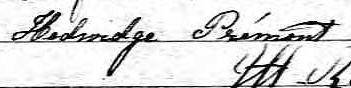 Signature de Hedwidge Prémont: 21 mai 1867 Signature de Hedwidge Prémont: 21 mai 1867