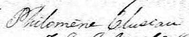 Signature de Philomène Clusiau: 27 mars 1863 Signature de Philomène Clusiau: 27 mars 1863