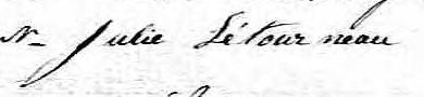 Signature de Julie Létourneau: 29 août 1863 Signature de Julie Létourneau: 29 août 1863