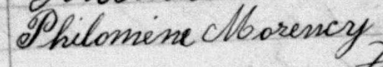 Signature de Philomène Morency: 23 juillet 1876 Signature de Philomène Morency: 23 juillet 1876
