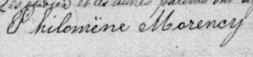 Signature de Philomène Morency: 27 juillet 1880 Signature de Philomène Morency: 27 juillet 1880