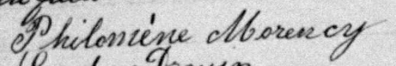 Signature de Philomène Morency: premier novembre 1892 Signature de Philomène Morency: premier novembre 1892