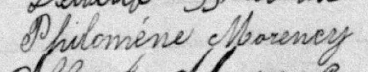 Signature de Philomène Morency: 13 février 1899 Signature de Philomène Morency: 13 février 1899