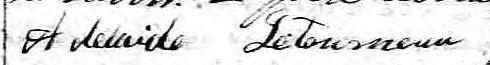 Signature de Adelaide Létourneau: 9 juillet 1864 Signature de Adelaide Létourneau: 9 juillet 1864