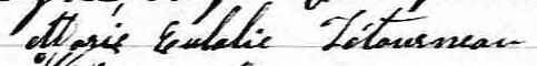 Signature de Marie Eulalie Létourneau: 5 février 1872 Signature de Marie Eulalie Létourneau: 5 février 1872