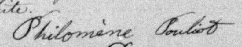 Signature de Philomène Pouliot: 19 avril 1883 Signature de Philomène Pouliot: 19 avril 1883