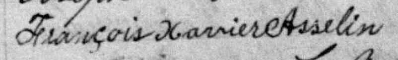 Signature de François Xavier Asselin: 6 mars 1898 Signature de François Xavier Asselin: 6 mars 1898