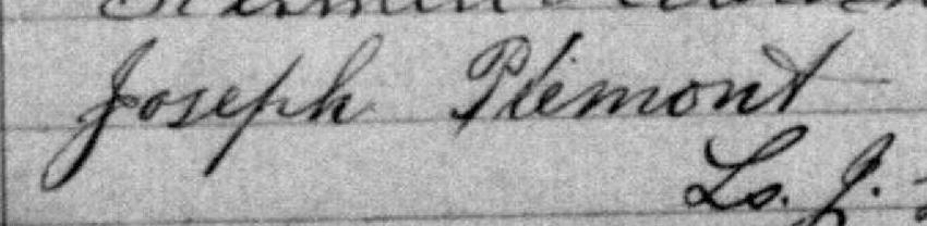 Signature de Joseph Prémont: 25 juillet 1881 Signature de Joseph Prémont: 25 juillet 1881
