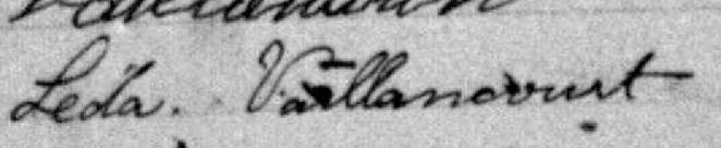 Signature de Léda Vaillancourt: 20 août 1894 Signature de Léda Vaillancourt: 20 août 1894